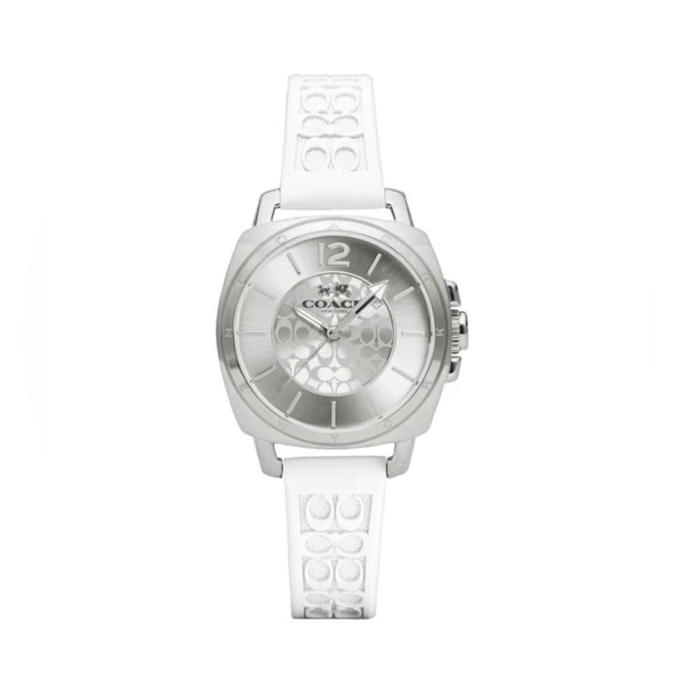 NWT, Coach Mini Boyfriend, Signature White Silicone Strap Watch